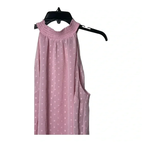 1590. TORRID SLEEVELESS HIGH NECK BLOUSE PINK IN COLOR‎ SIZE 2 (2X) SWISS DOT - Picture 6 of 13